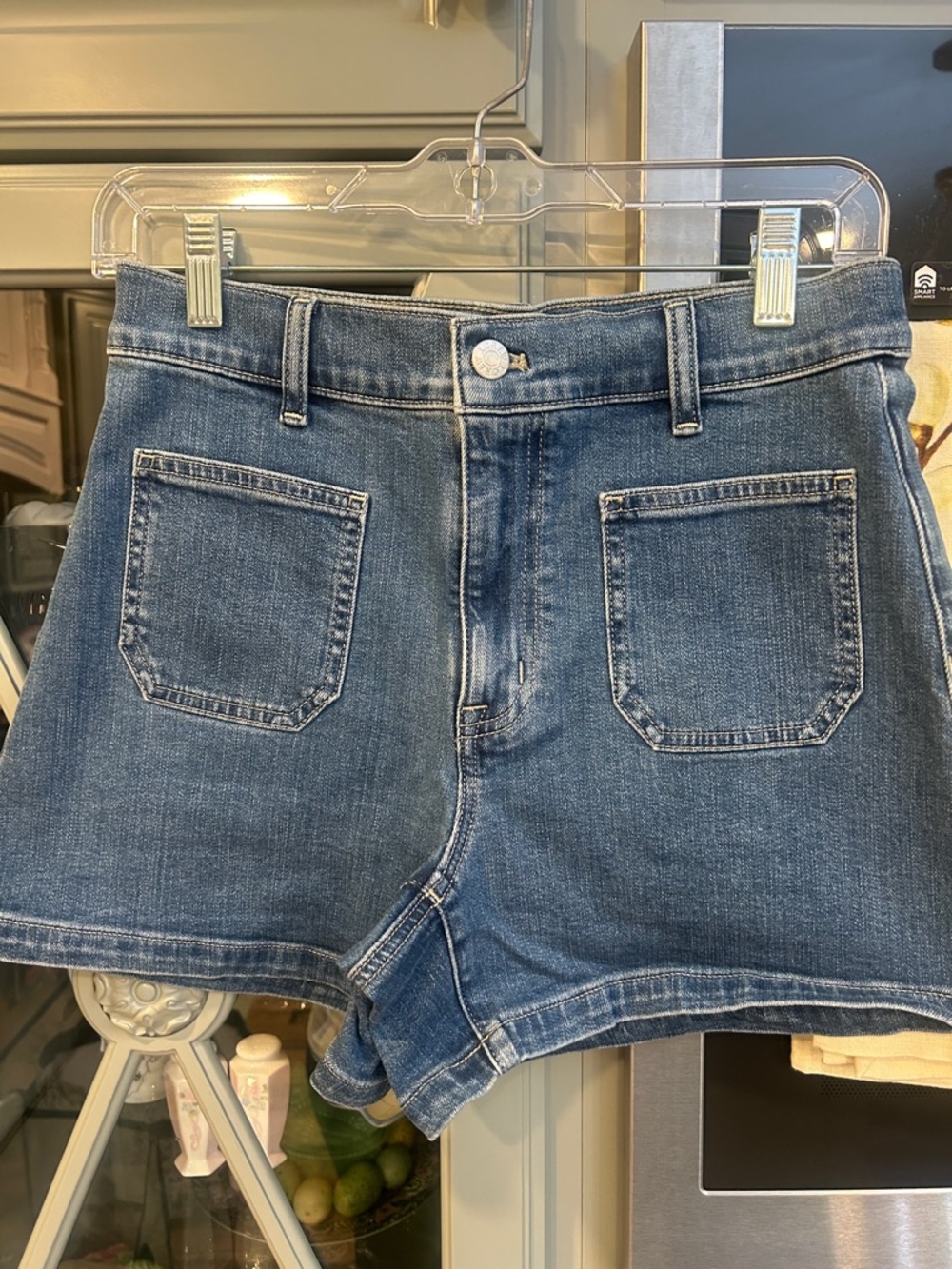 J. Crew Factory Mid-Rise Blue Denim Patch-Pocket Shorts NWT